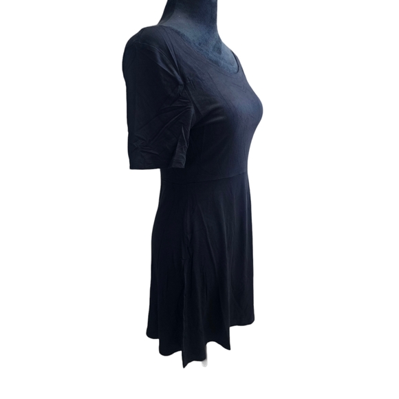 NWT Short Sleeve Scoop Neck Fit & Flare Mini Dress Black Small - Picture 5 of 7